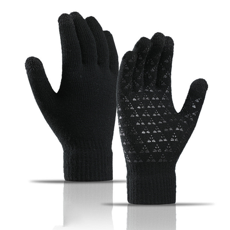 Winter-Strickhandschuhe für Männer und Frauen, warm, zum Radfahren, kältebeständig, rutschfest, dreieckig, versetzt, warme Handschuhe