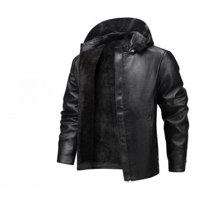 Herren Winterjacke aus Kunstleder mit Fleecefutter – Regular Fit