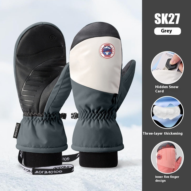 Snowboardhandschuhe für Damen, winddicht und kältebeständig, Touchscreen, mit Fleece gefüttert, verdickt