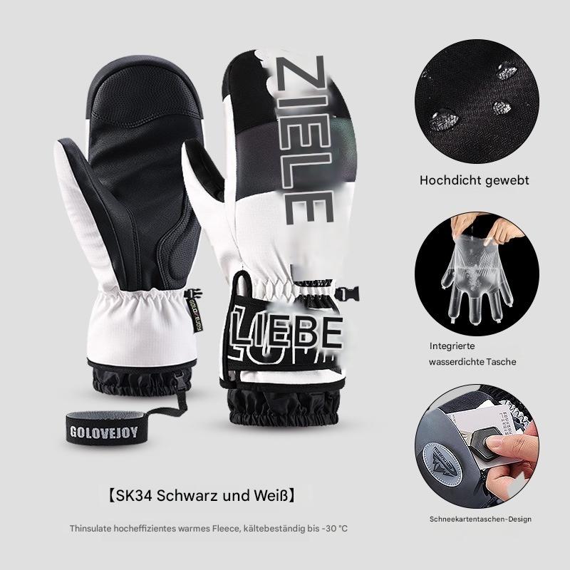 Snowboardhandschuhe für Damen, winddicht und kältebeständig, Touchscreen, mit Fleece gefüttert, verdickt