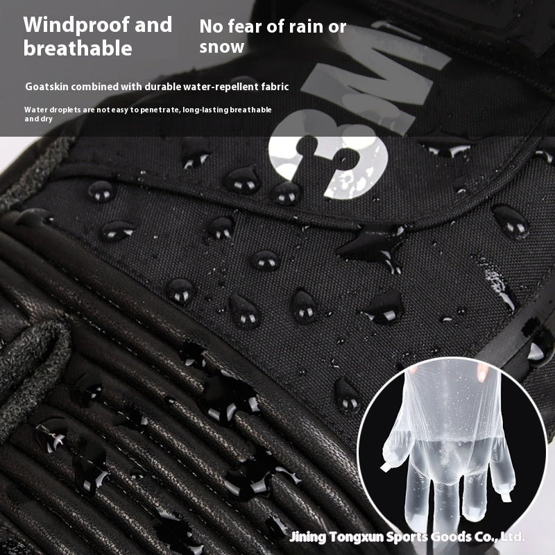 Ski-Handschuhe aus Ziegenleder mit Kevlar und Drei-Finger-Design