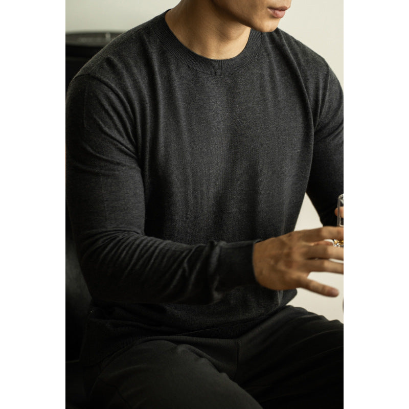 Wool Mulberry Silk 16-pin Import Machine Men's Knitted Long Sleeve