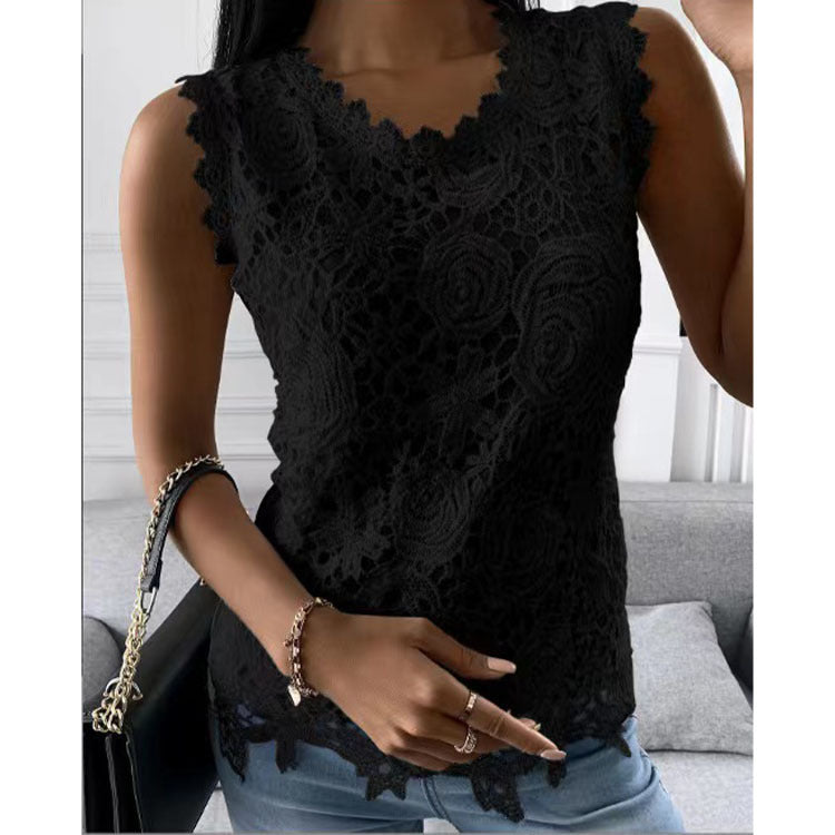Blumen Spitzenweste für Damen Tops S-5XL