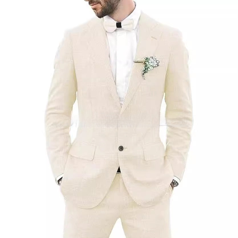Herrenanzug Slim Fit – Leichter Anzug aus Leinenmischung für Hochzeit & Freizeit