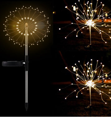 Neue Erdungsstecker Solar Feuerwerk Licht LED Lichterkette Kupferdraht Outdoor Garten Dekoration Sterne Lichter Weihnachtsbeleuchtung