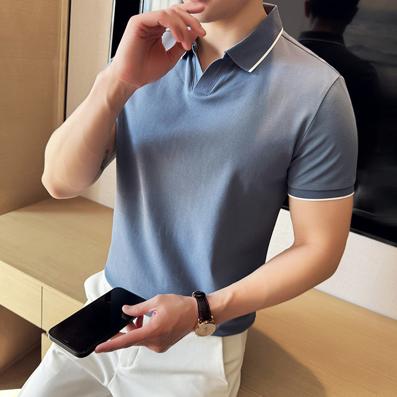 Kurzärmliges Poloshirt aus merzerisierter Perlbaumwolle mit Revers