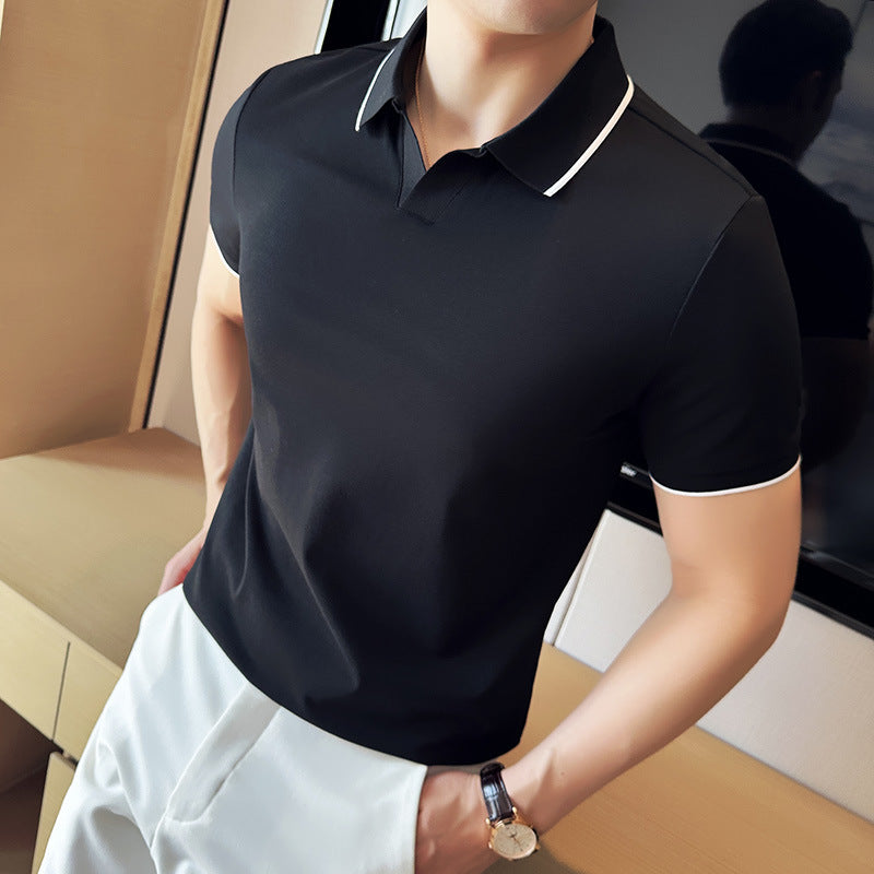 Kurzärmliges Poloshirt aus merzerisierter Perlbaumwolle mit Revers