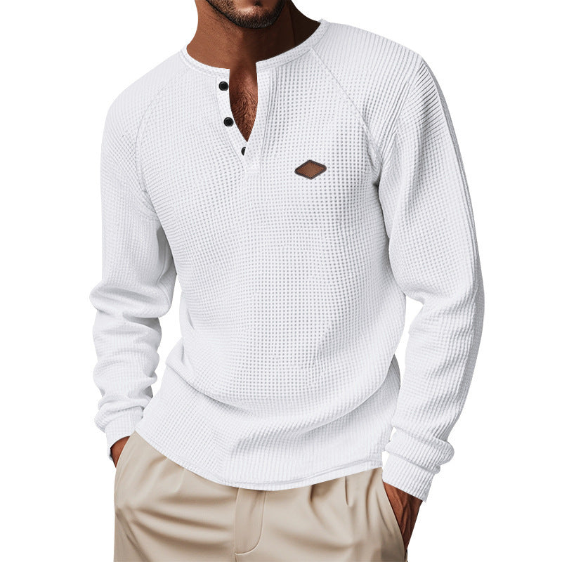 Herren Langarmshirt mit Waffelmuster und Henley-Knopfleiste – Schnell trocknend