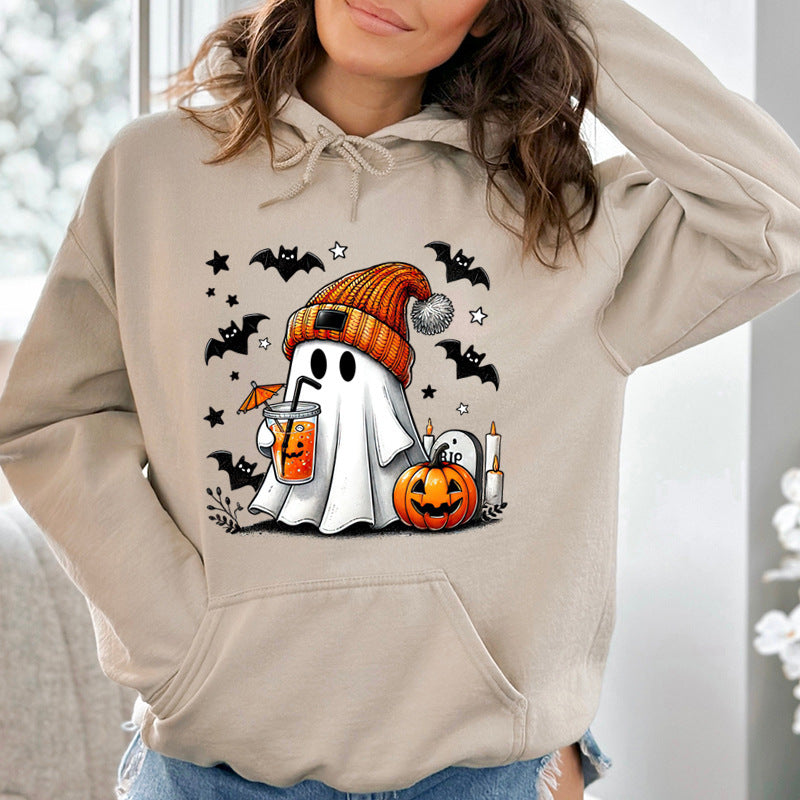 Halloween Geist Kürbis Fledermaus Hoodies Für Frauen Mode Mit Kapuze