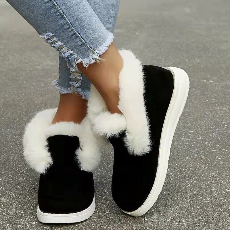 Schneestiefel Warme Winterschuhe Plüschfell Stiefeletten Damen