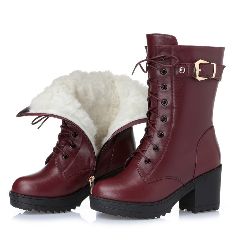 Leder Martin Stiefel Damen Baumwollstiefel
