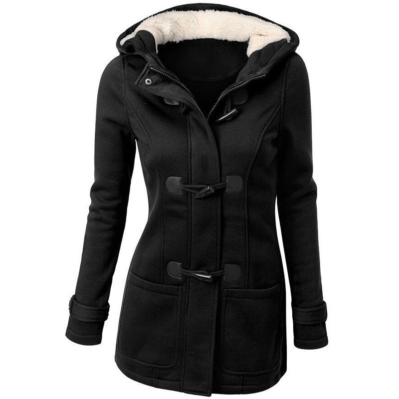 Warme Winterjacken mit Pelzkragen für Damen, neuer Hupenknopf, langer Daunenmantel für Damen, Parka in Übergröße, Damenparka, Hoodies für Damen