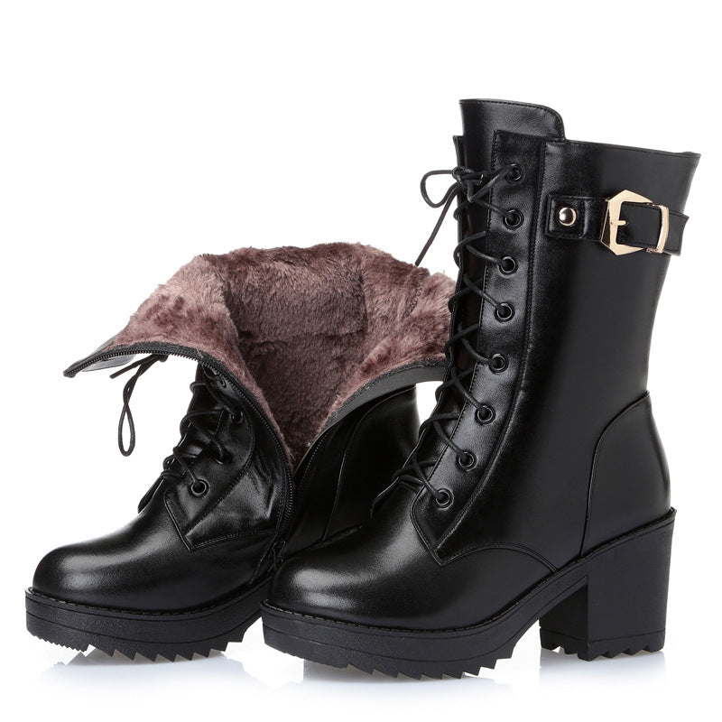 Leder Martin Stiefel Damen Baumwollstiefel