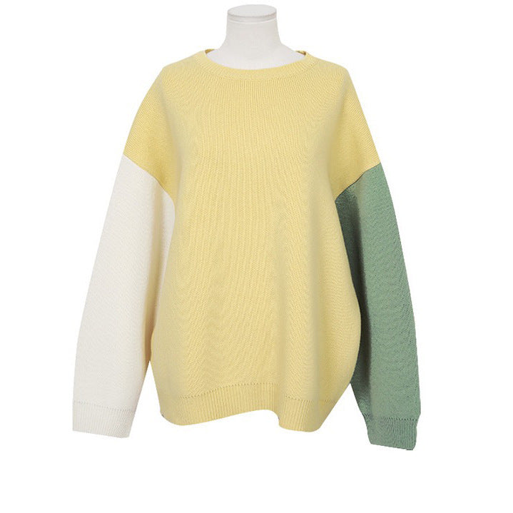 Kontrast-Strickpullover Lazy Sweater