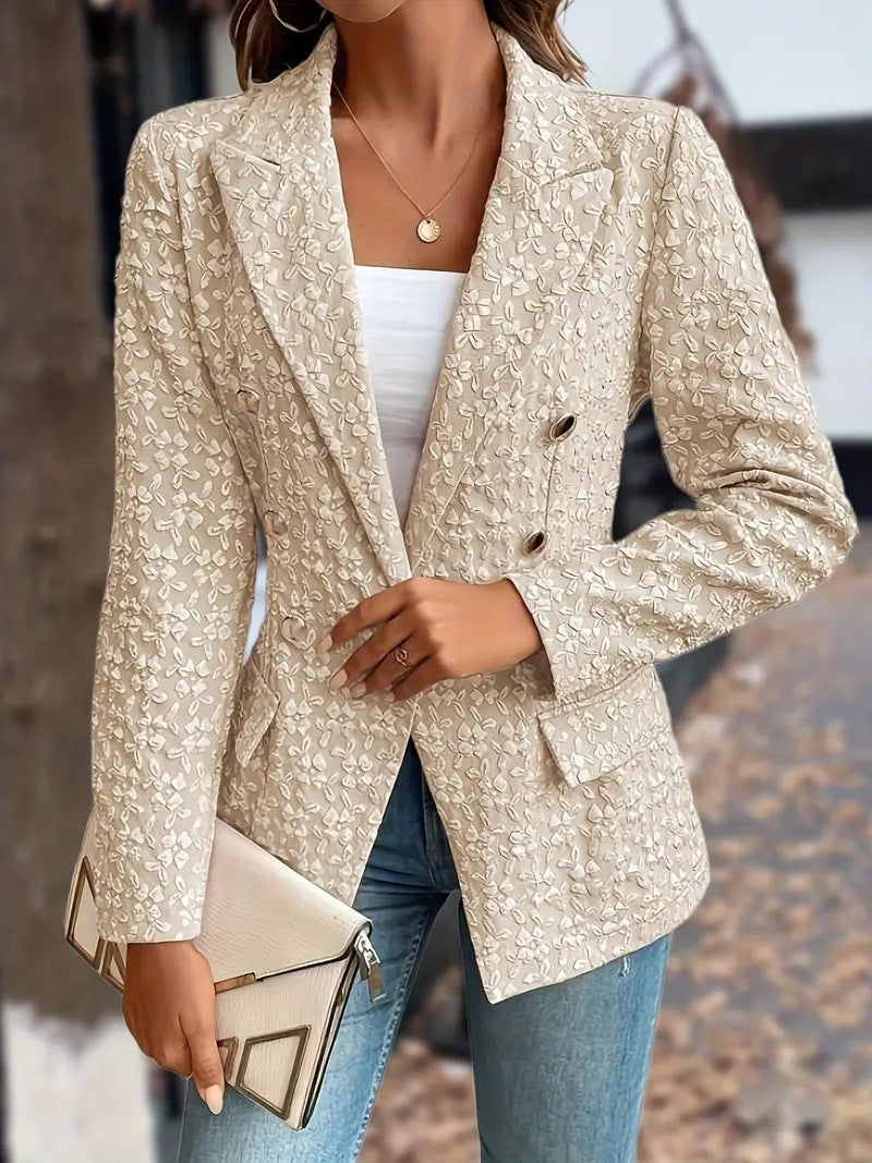 Wintermode Temperament Reine Farbe Zweireiher Blazer Damenbekleidung