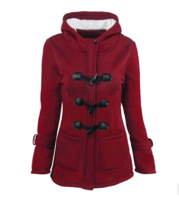 Warme Winterjacken mit Pelzkragen für Damen, neuer Hupenknopf, langer Daunenmantel für Damen, Parka in Übergröße, Damenparka, Hoodies für Damen