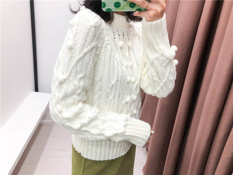Pullover mit Rundhalsausschnitt und Zopfmuster
