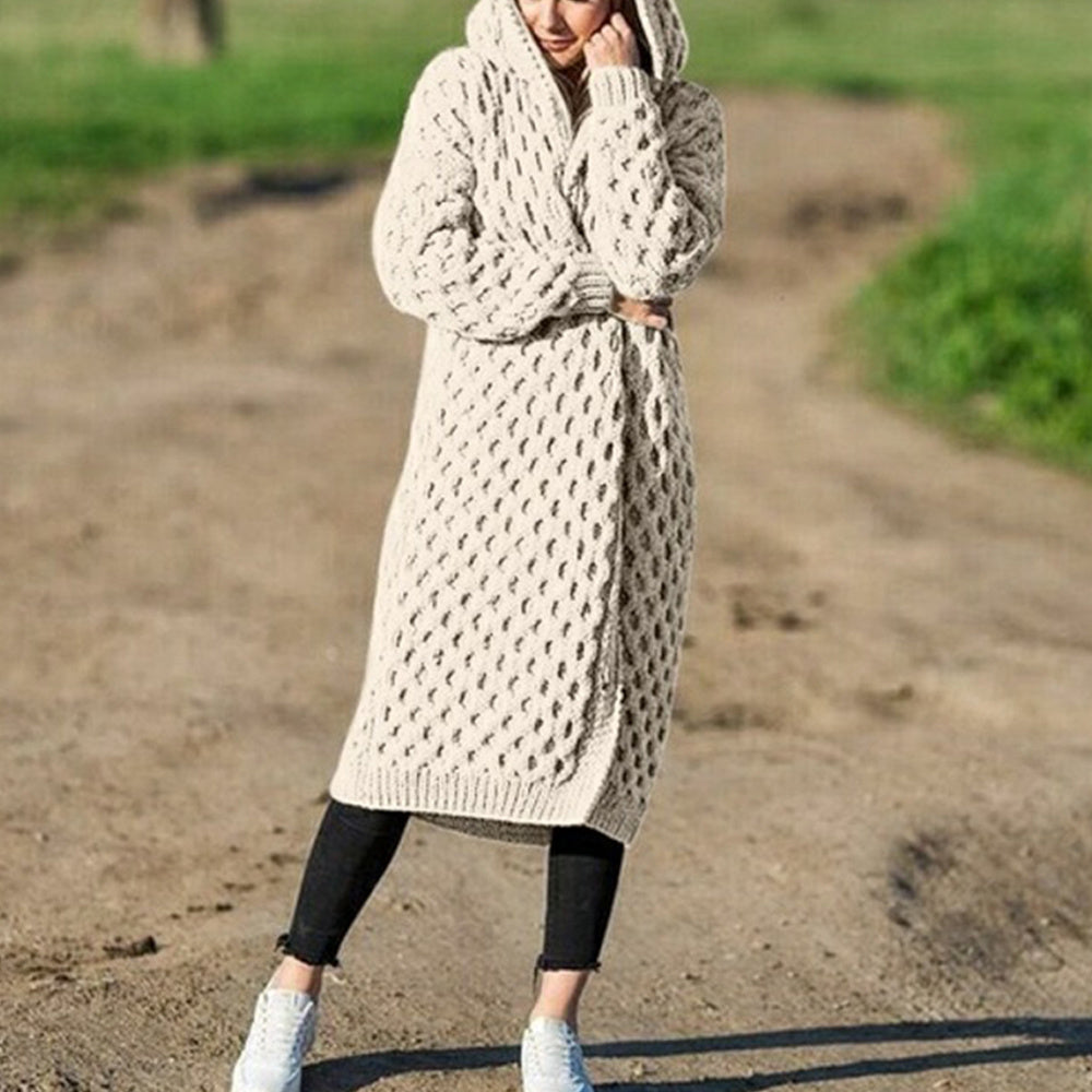 Dicke, warme Strickjacke mit Kapuze für den Winter für Damen