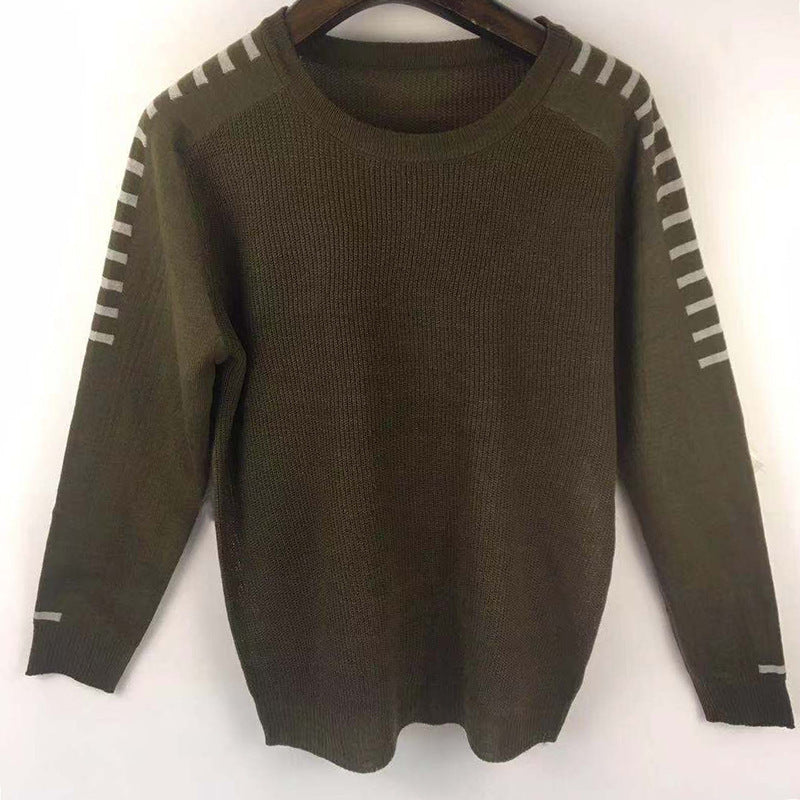 Herren Rundhals-Strickshirt – Slim Fit mit Farbkontrast