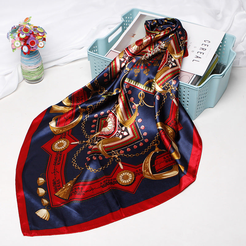Damenmode Bandana-Schal, bedruckt, Seidensatin, Haarschal, Bandana, 90,90 cm, quadratischer Schal, Stirnband, Damenschal