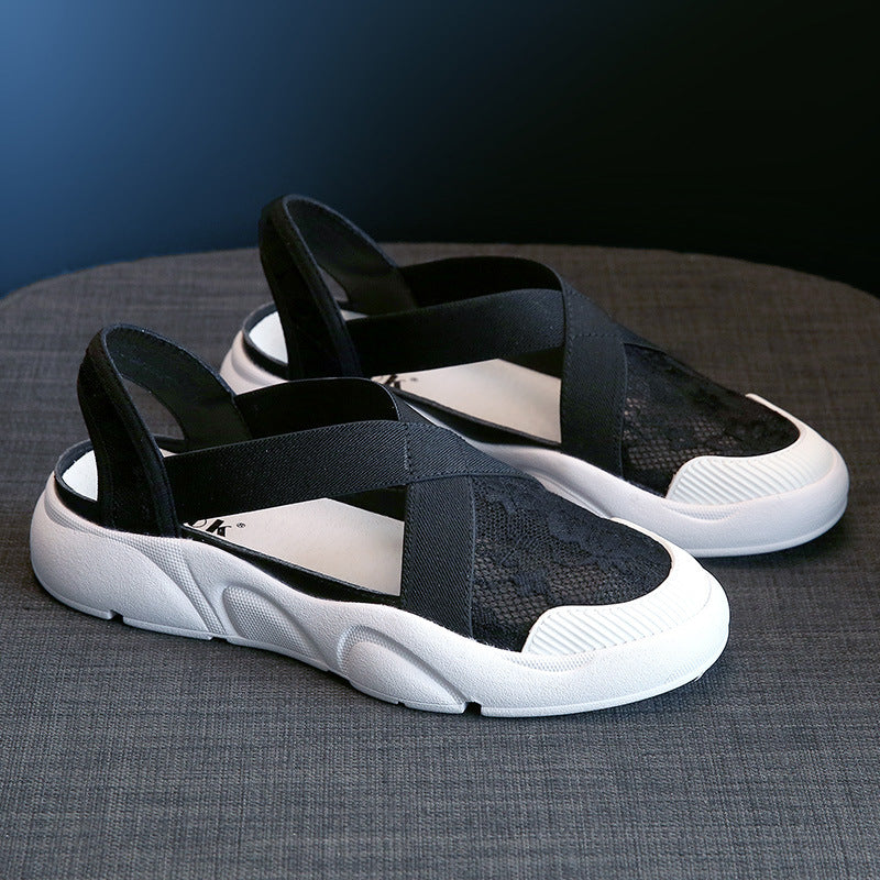 Fisherman Sandal Damen Sommer Muffin Plateau Atmungsaktiv Lässig Flach Fischerschuh Damen