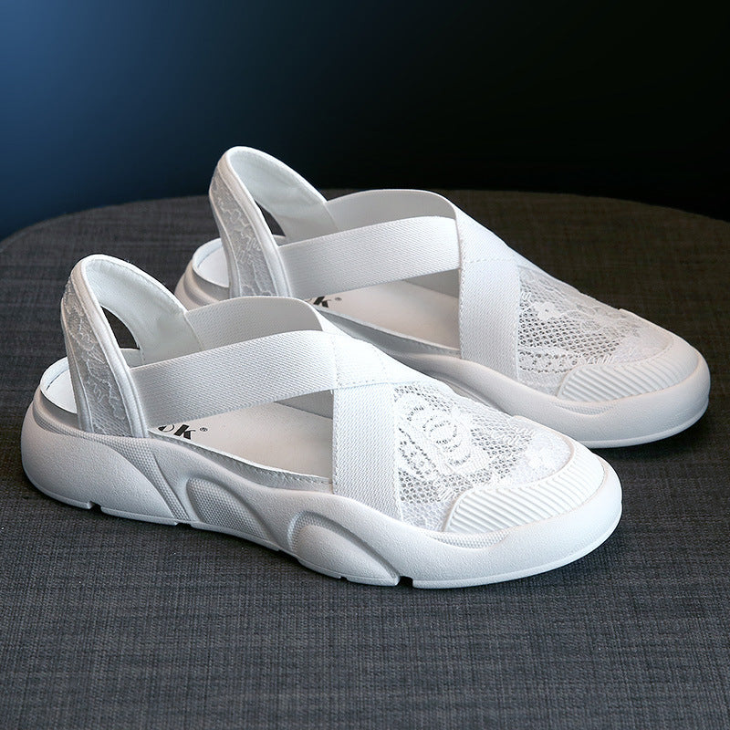 Fisherman Sandal Damen Sommer Muffin Plateau Atmungsaktiv Lässig Flach Fischerschuh Damen