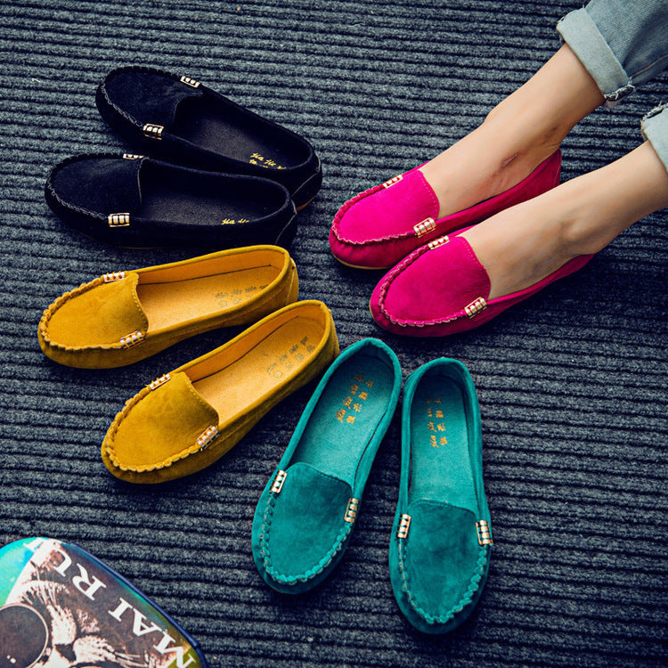 Flache Pumps mit flachem Absatz, einzelne Schuhe, flache Damenschuhe, Studenten-Erbsenschuhe