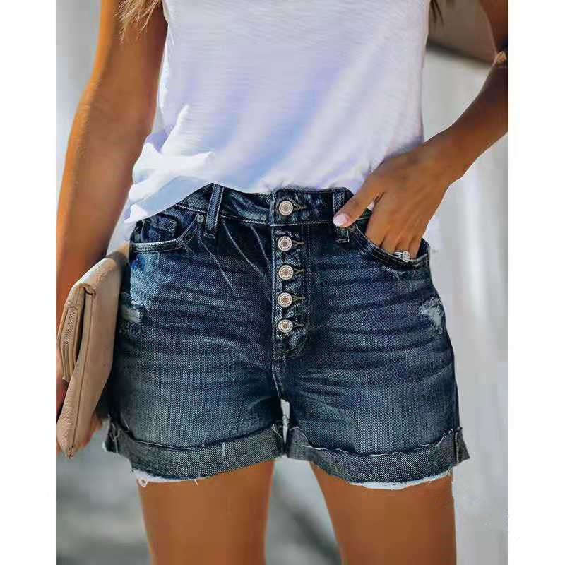Jeansshorts mit hoher Taille für Damen