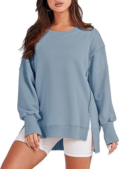 Solide Oversized Sweatshirt Rundhals Langarm Pullover Hoodies Tops Mode Herbst Frauen Kleidung Winter