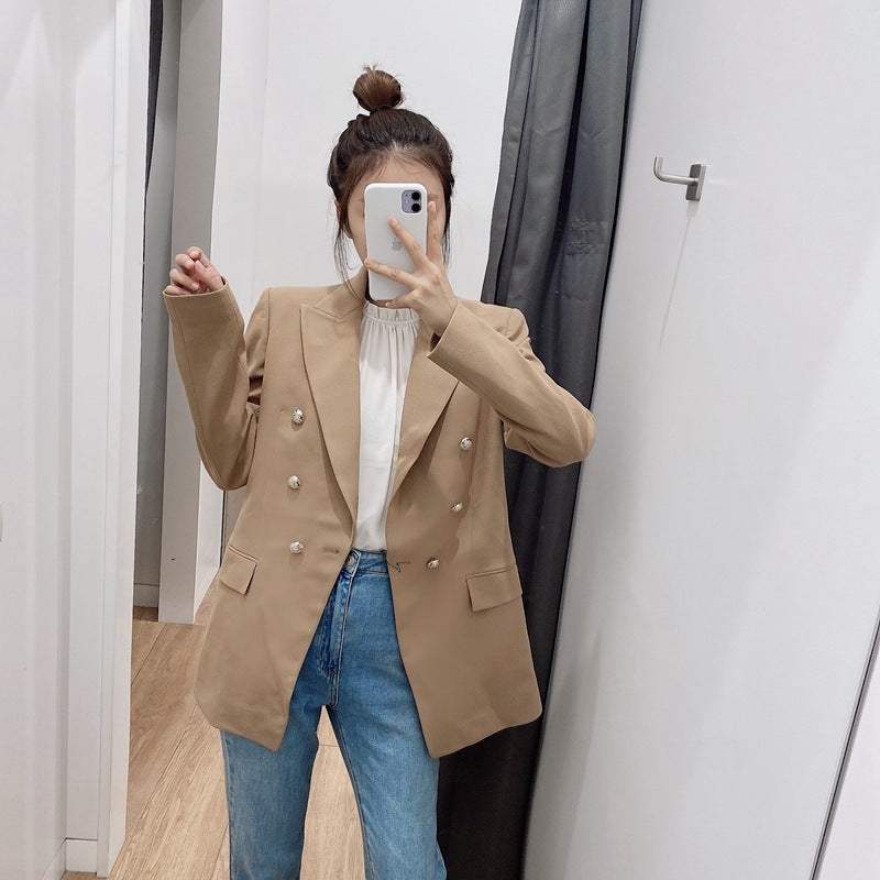 Schlichter Stil Geknöpfter Casual Blazer Jacke Damen