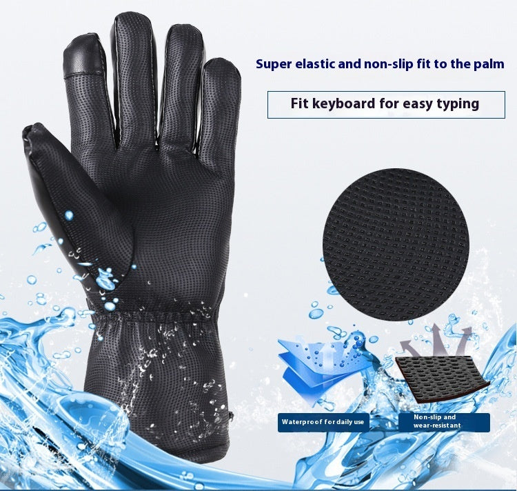 Beheizbare Motorradhandschuhe aus Leder – Vollfinger, wasserdicht