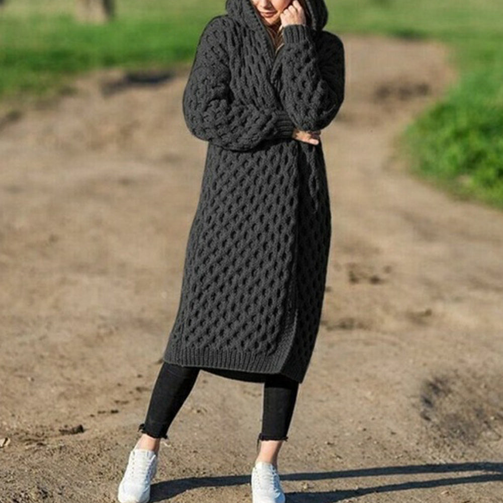 Dicke, warme Strickjacke mit Kapuze für den Winter für Damen