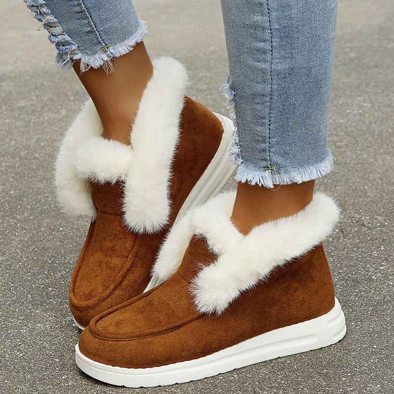 Schneestiefel Warme Winterschuhe Plüschfell Stiefeletten Damen