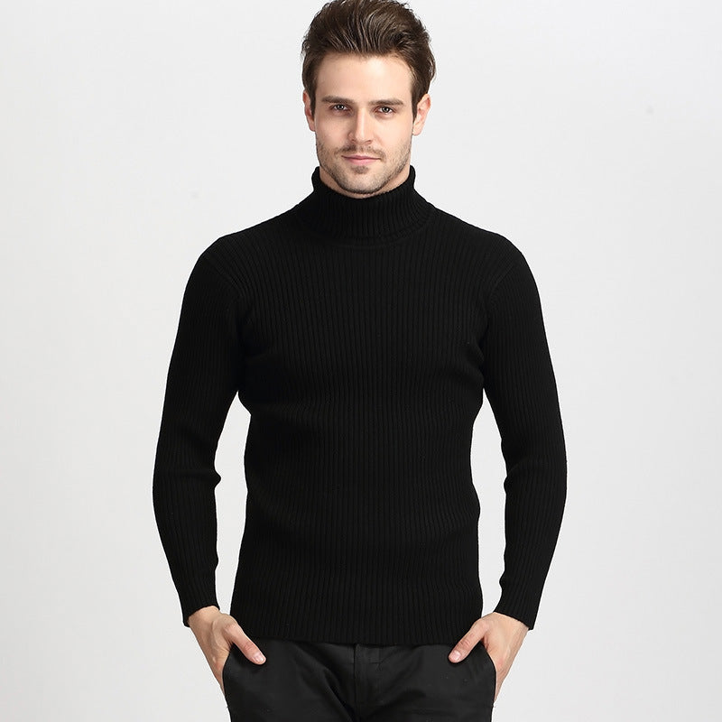 Herren Rollkragenpullover aus dickem Wollmischgewebe mit Rippstruktur – Slim Fit