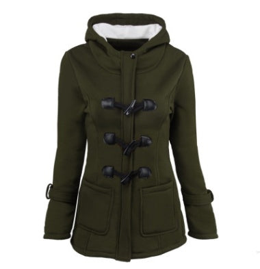 Warme Winterjacken mit Pelzkragen für Damen, neuer Hupenknopf, langer Daunenmantel für Damen, Parka in Übergröße, Damenparka, Hoodies für Damen