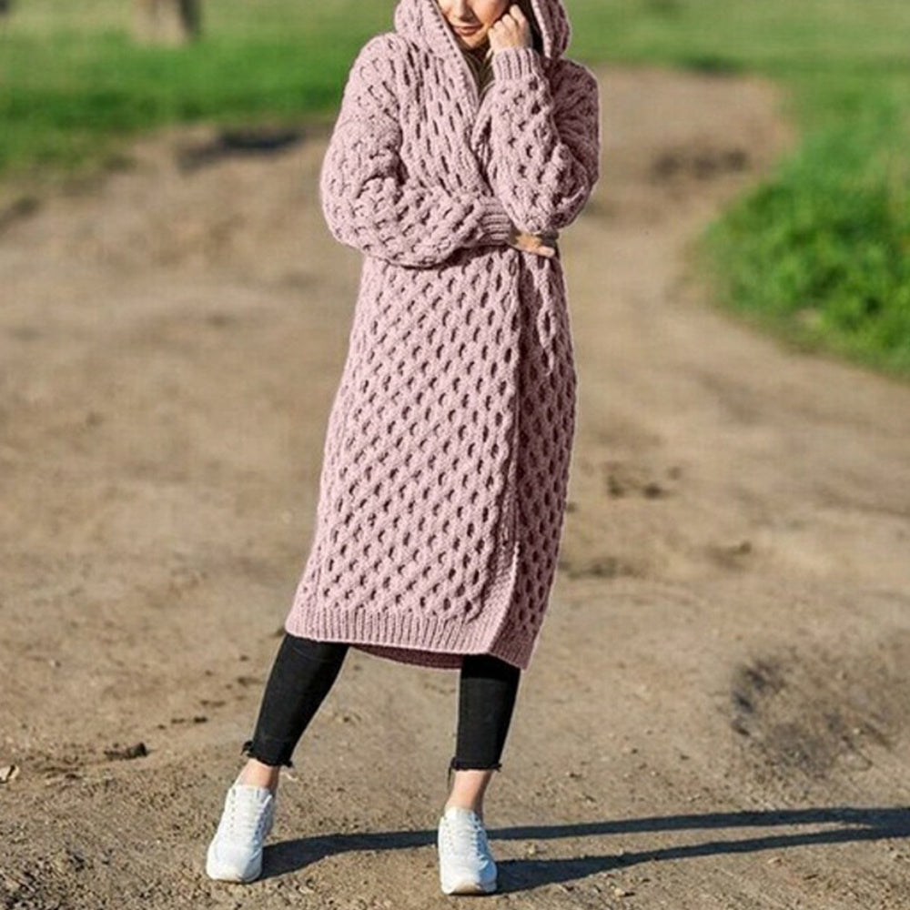 Dicke, warme Strickjacke mit Kapuze für den Winter für Damen