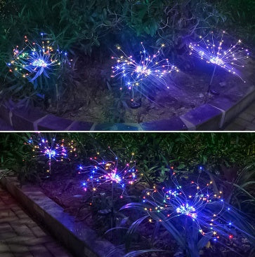 Neue Erdungsstecker Solar Feuerwerk Licht LED Lichterkette Kupferdraht Outdoor Garten Dekoration Sterne Lichter Weihnachtsbeleuchtung