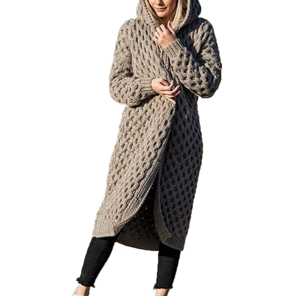 Dicke, warme Strickjacke mit Kapuze für den Winter für Damen