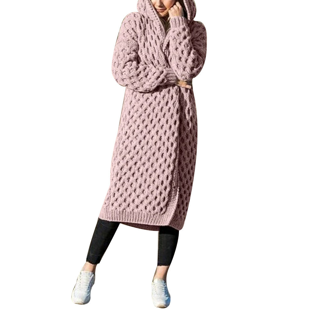 Dicke, warme Strickjacke mit Kapuze für den Winter für Damen