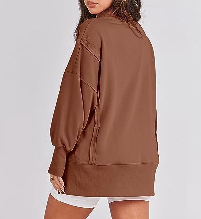 Solide Oversized Sweatshirt Rundhals Langarm Pullover Hoodies Tops Mode Herbst Frauen Kleidung Winter