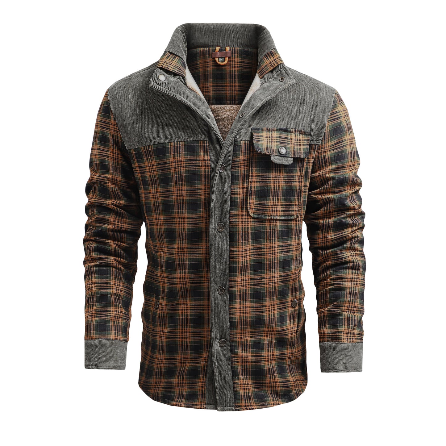 Herren Thermo-Jacke mit Karomuster – Langarm, Lockerer Schnitt