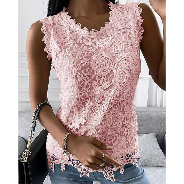Blumen Spitzenweste für Damen Tops S-5XL