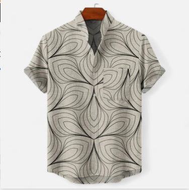 Herren Kurzarmshirt mit Digital 3D Print – Slim Fit, Cardigan-Stil