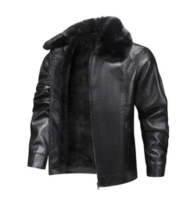 Herren Winterjacke aus Kunstleder mit Fleecefutter – Regular Fit