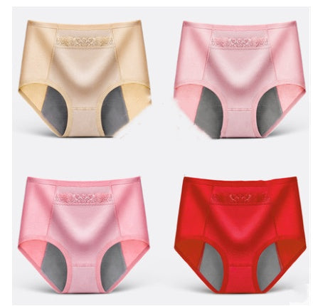 4 physiologische Unterwäsche Damen Taille Baumwolle Tante Menstruation Auslaufsicher Mädchen Warm Atmungsaktiv Dreieck Gesundheitshose