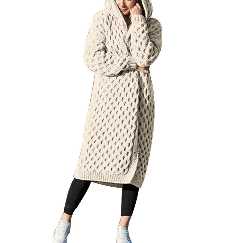 Dicke, warme Strickjacke mit Kapuze für den Winter für Damen