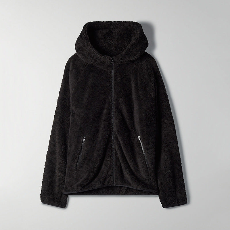 Fleece-Zip-Kapuzenblazer für Damen