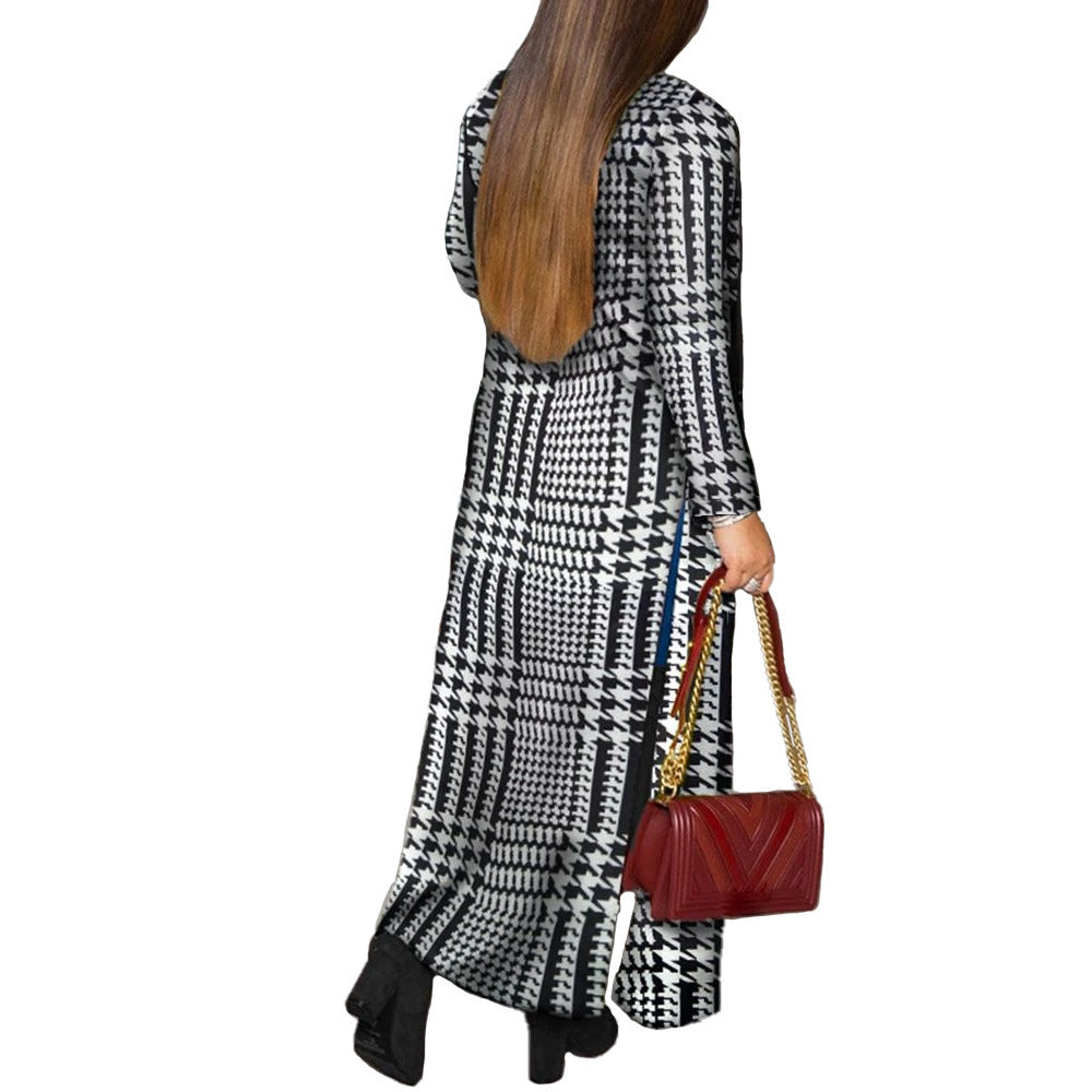 Langer bedruckter Langarm-Cardigan für Damen