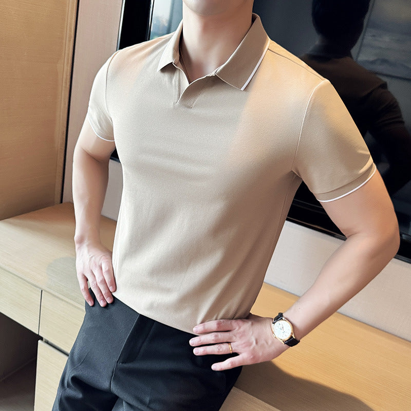 Kurzärmliges Poloshirt aus merzerisierter Perlbaumwolle mit Revers