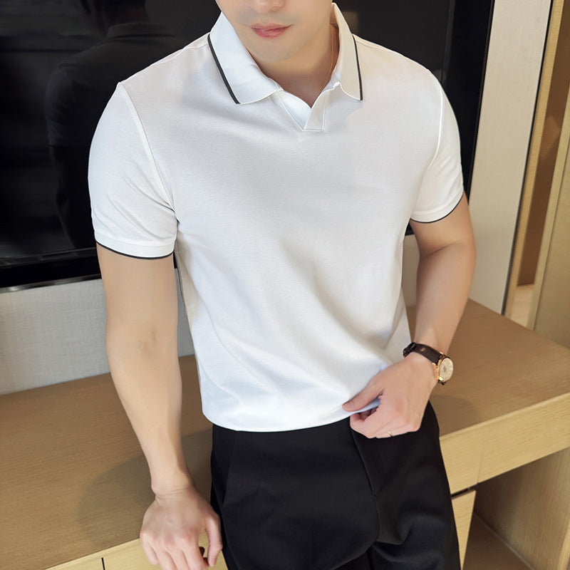 Kurzärmliges Poloshirt aus merzerisierter Perlbaumwolle mit Revers
